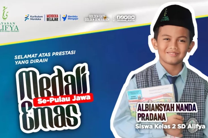 Albiansyah Nanda Pradana salah satu siswa SD Alfya yang berhasil Meraih Medali Emas (Ijen Indonesia )