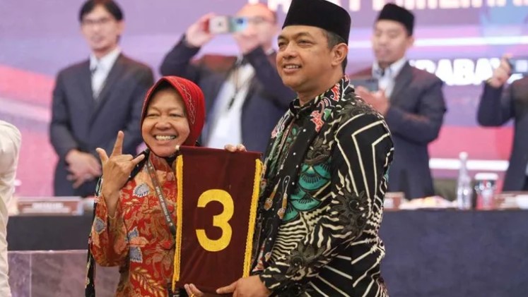 Pasangan Calon Gubernur dan Wakil Gubernur, Tri Rismaharini dan Zahrul Azhar Asumta (Gus Hans), resmi menerima nomor urut 3 untuk Pilgub Jawa Timur 2024.(Foto: pdiperjuanganjatim.com)