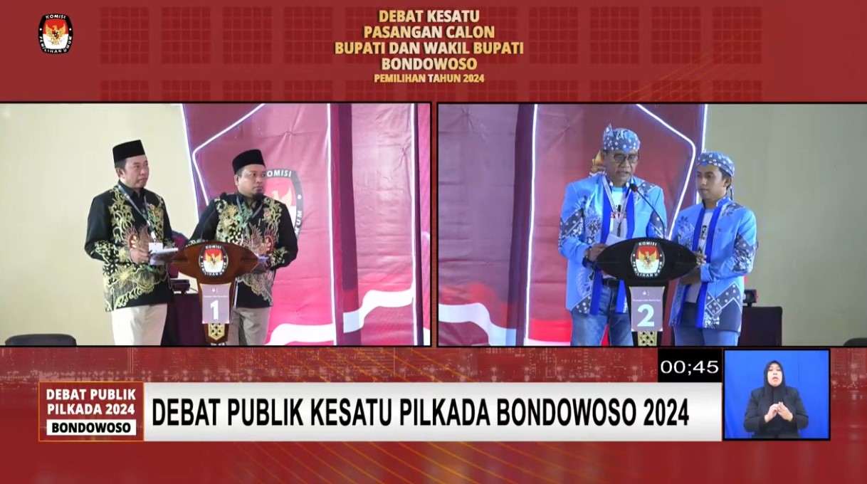 DEBAT PUBLIK KESATU PEMILIHAN BUPATI DAN WAKIL BUPATI BONDOWOSO TAHUN 2024 (Youtube: KPU Bondowoso)