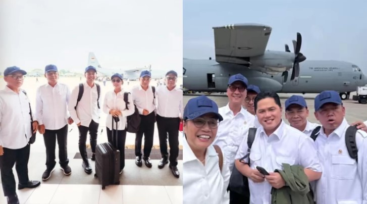 Para menteri Kabinet Merah Putih pimpinan Presiden Prabowo Subianto tengah menjalani agenda pembekalan militer di Magelang. (Foto: Kiri - Instagram @raffinagita1717 & Kanan - Instagram @erickthohir)